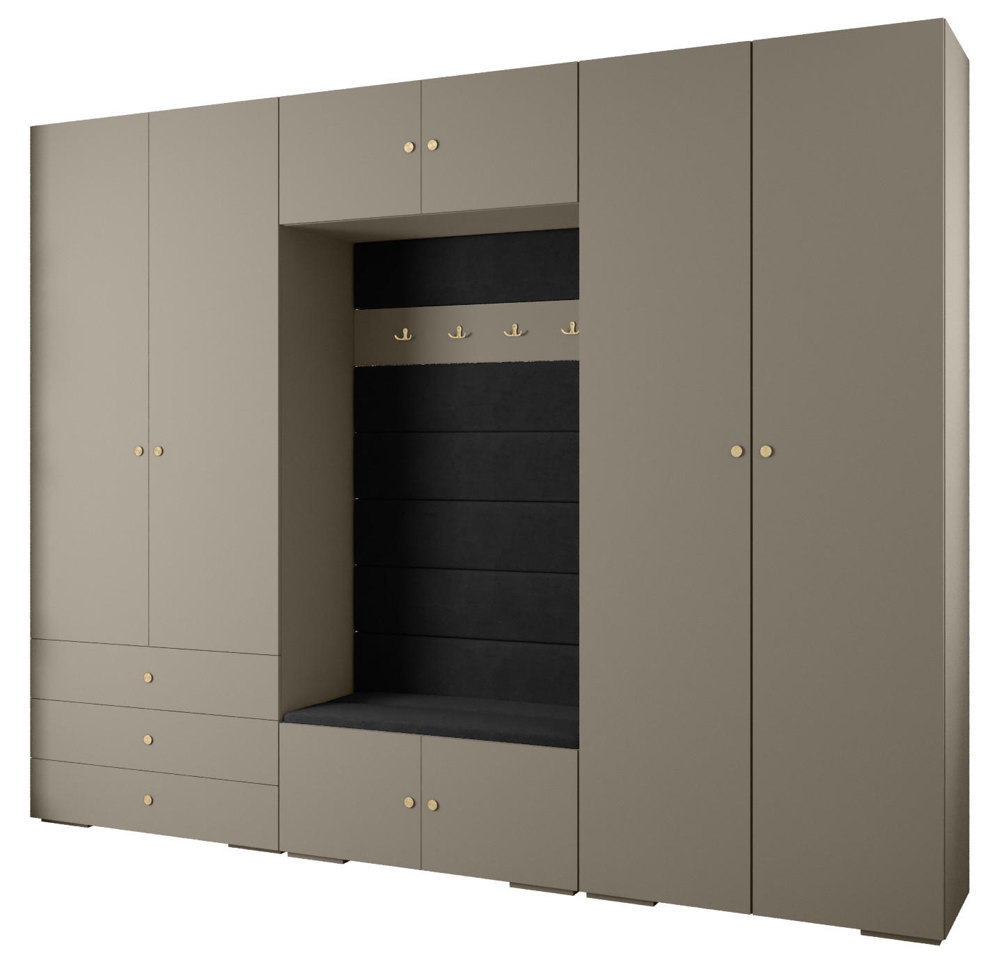 GARDEROBEN-SET 236,7/300/47 - Kaschmir/Goldfarben, Holz/Metall (300/236.7/47cm) - Abiks Möbel
