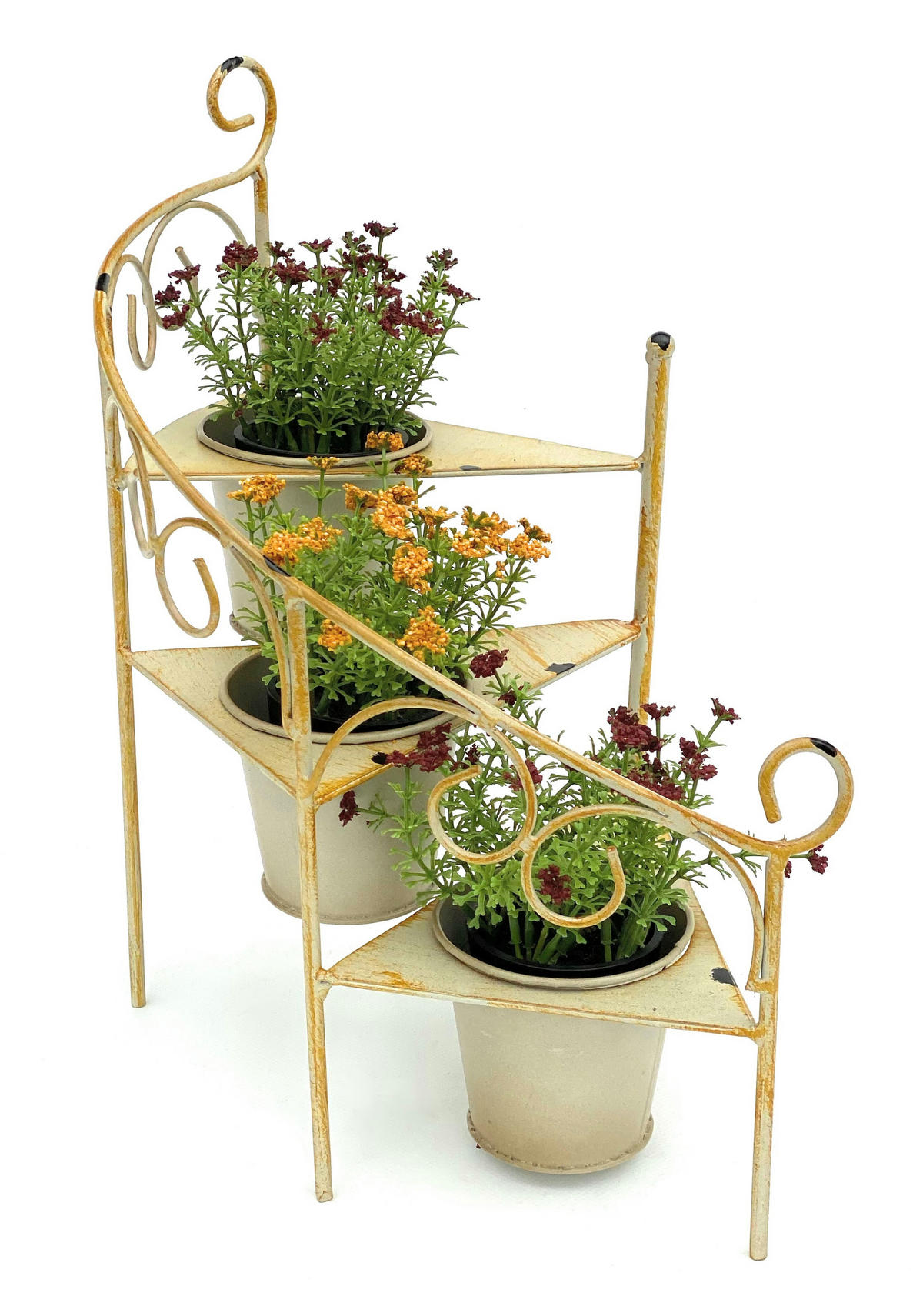 BLUMENTREPPE Metall 38 cm Blumenständer mit 3 Töpfe Gelb - Gelb, Metall (33/38/21cm) - DanDiBo