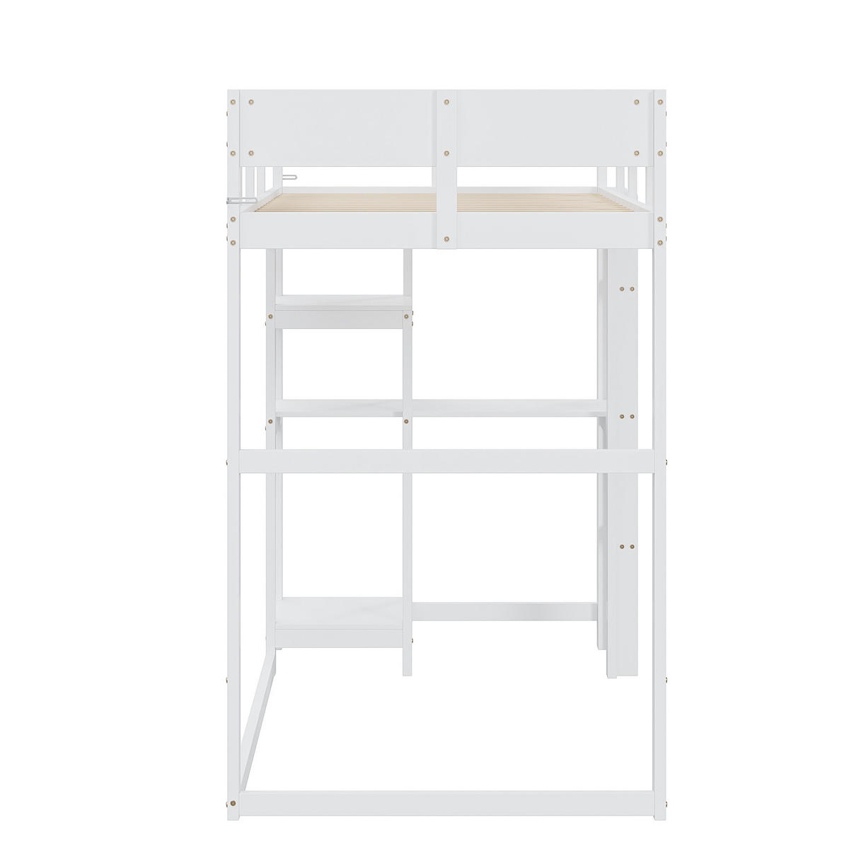VISOKA postelja 90/200 cm bela z odlagalno polico iz bora - bela, les (90/200cm) - OKWISH