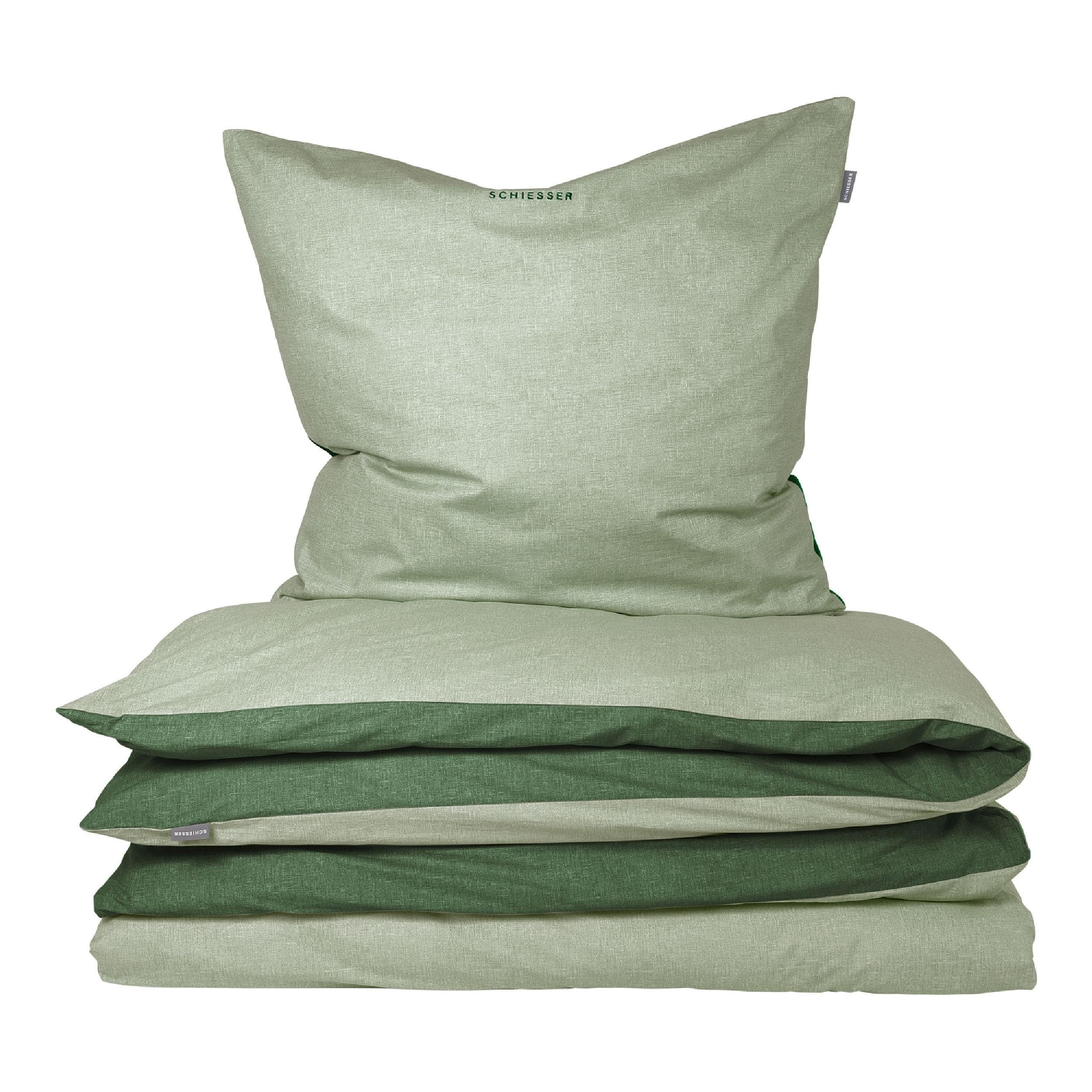 BETTWÄSCHESET Doubleface Renforcé 2-teilig 155x220 cm Grün - Grün, Textil (155/220cm) - SCHIESSER