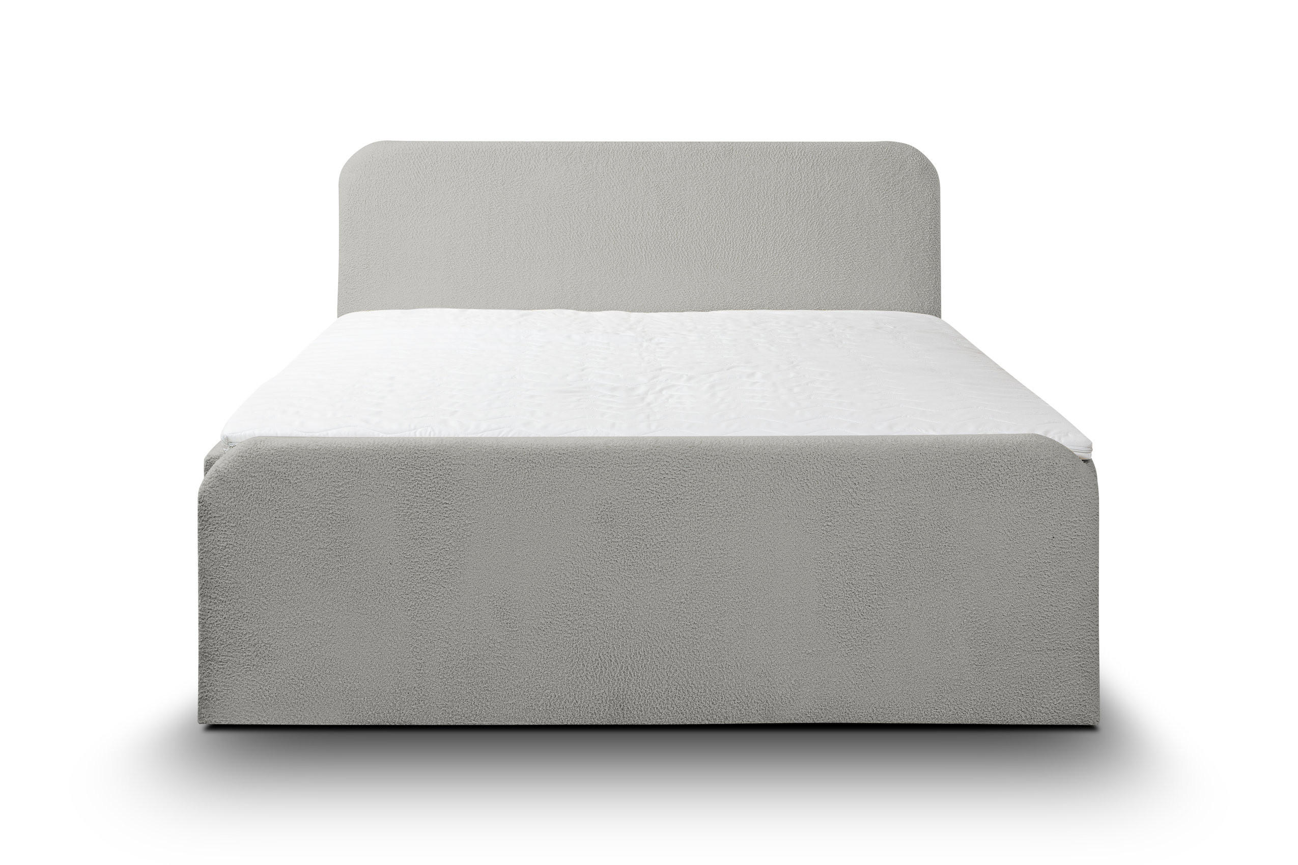 BOXBETT LAMBI mit 2 Bettkästen, 140x200, Farbe: Grau, Bouclé-Stoff, mit Bonell-Matratze inkl. Topper - Grau, Holz/Kunststoff (140/200cm) - VENASI MÖBEL