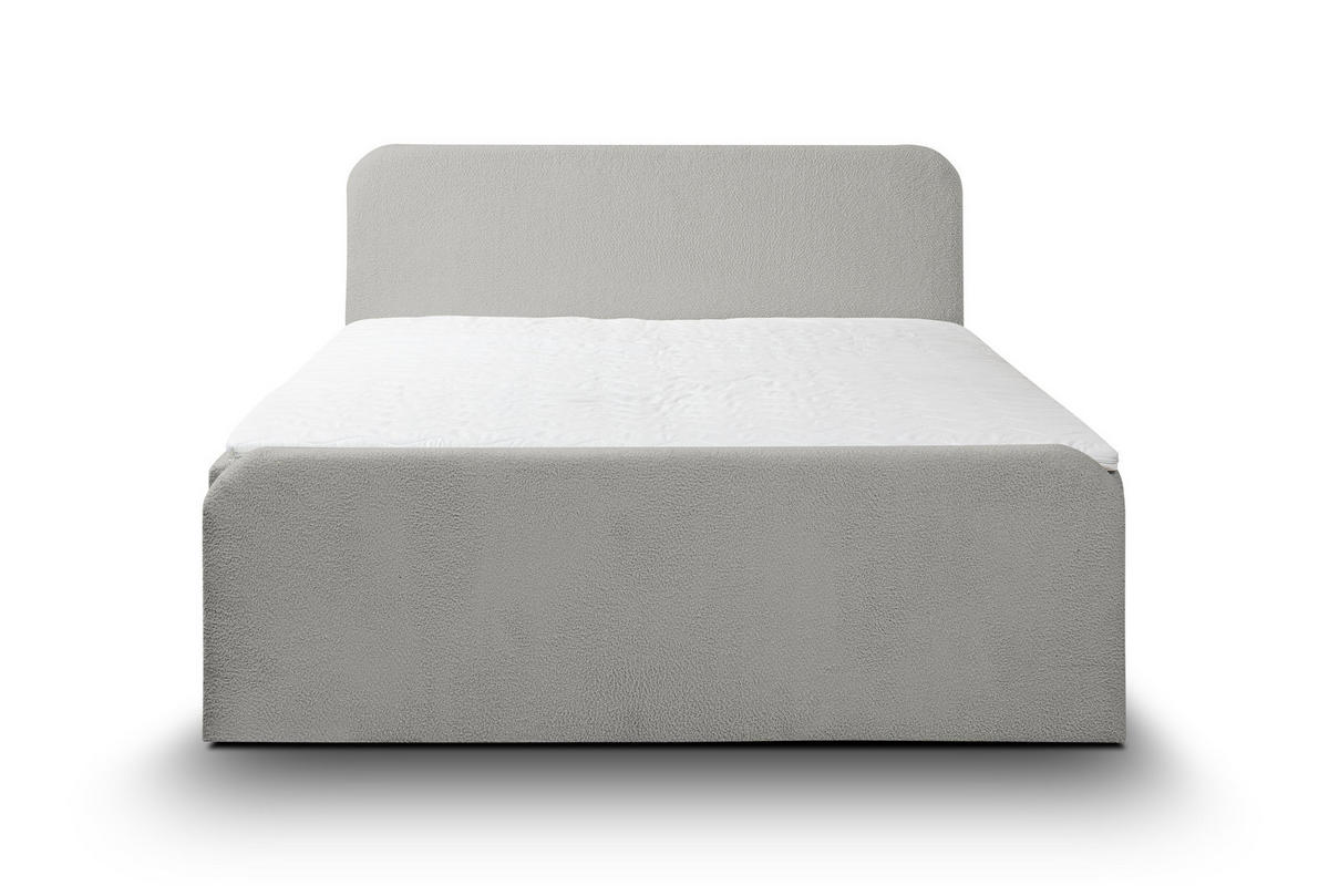 BOXBETT LAMBI mit 2 Bettkästen, 140x200, Farbe: Grau, Bouclé-Stoff, mit Bonell-Matratze inkl. Topper - Grau, Holz/Kunststoff (140/200cm) - VENASI MÖBEL