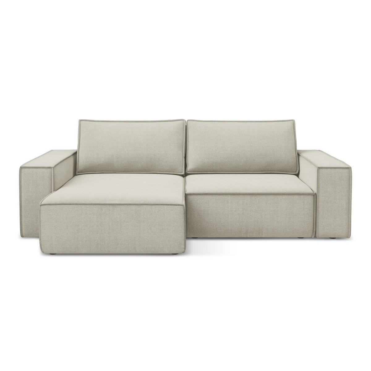 ECKSOFA mit Schlaffunktion Strukturstoff Stoff Beige - Beige/Creme, Kunststoff/Textil (148/257cm) - LaMiaSofa