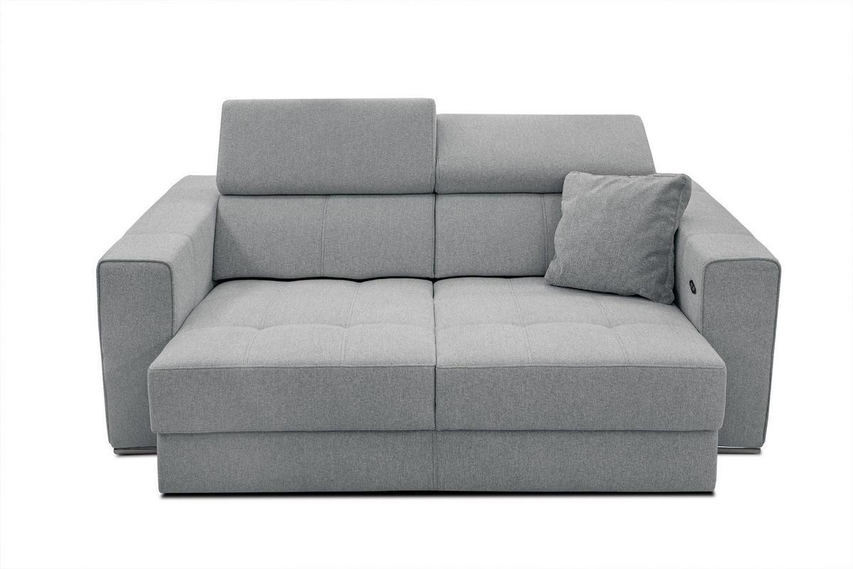 SOFA QUARTZ 3-Sitzer mit Ausziehsitz, silberfarben - Silberfarben, Holzwerkstoff/Textil (202/80/102cm) - Courtois Laville