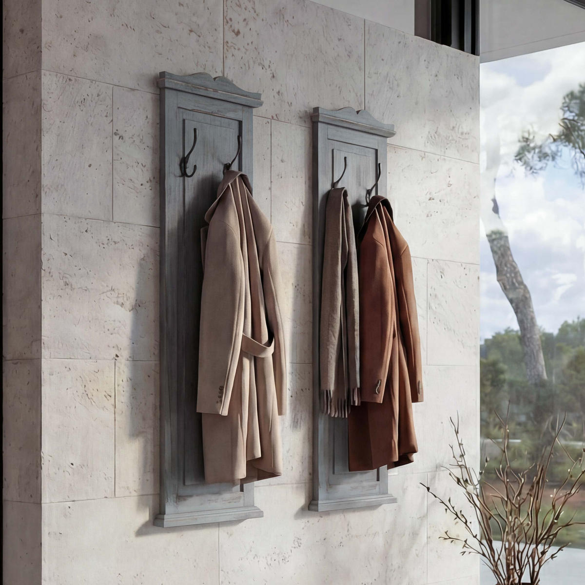 WANDGARDEROBE Grau 2er-Set - Grau, Holz (28/109/5cm) - MCW