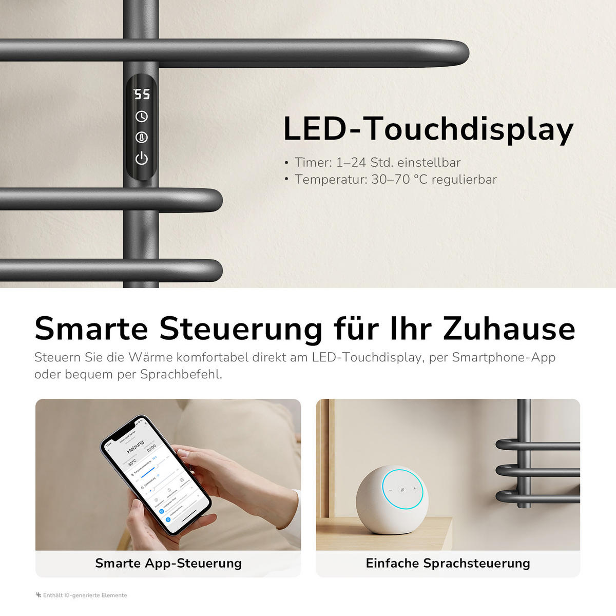 HEIZKÖRPER Elektrisch - Anthrazit, Metall (66/66/16.5cm) - EMKE