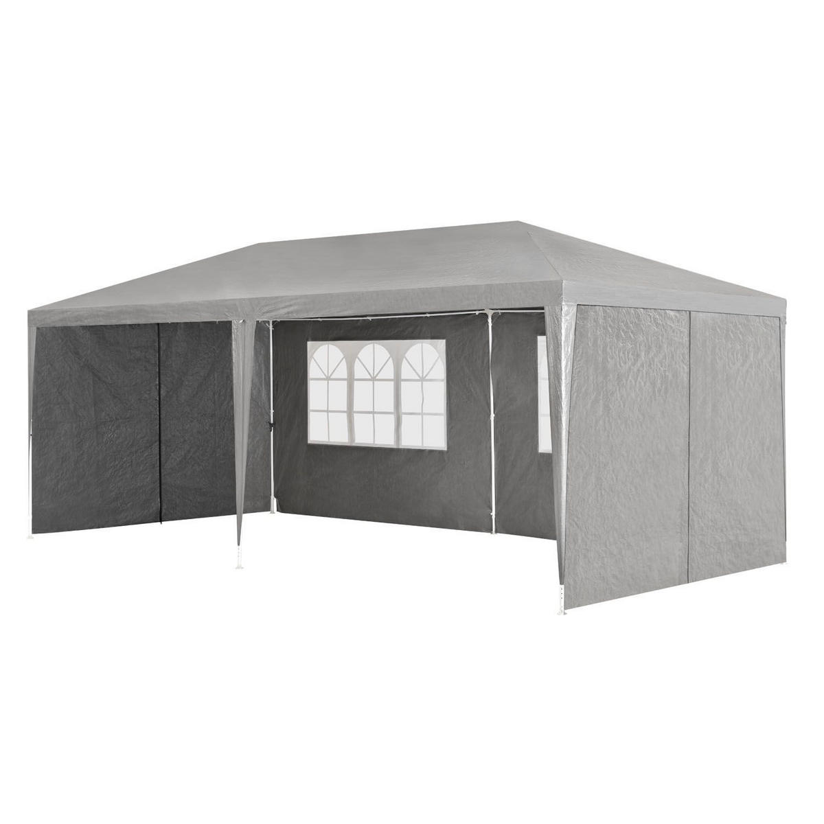 PARTYZELT Gartenzelt dunkelgrau 3x6 m - Grau, Metall (300/250/600cm) - Juskys