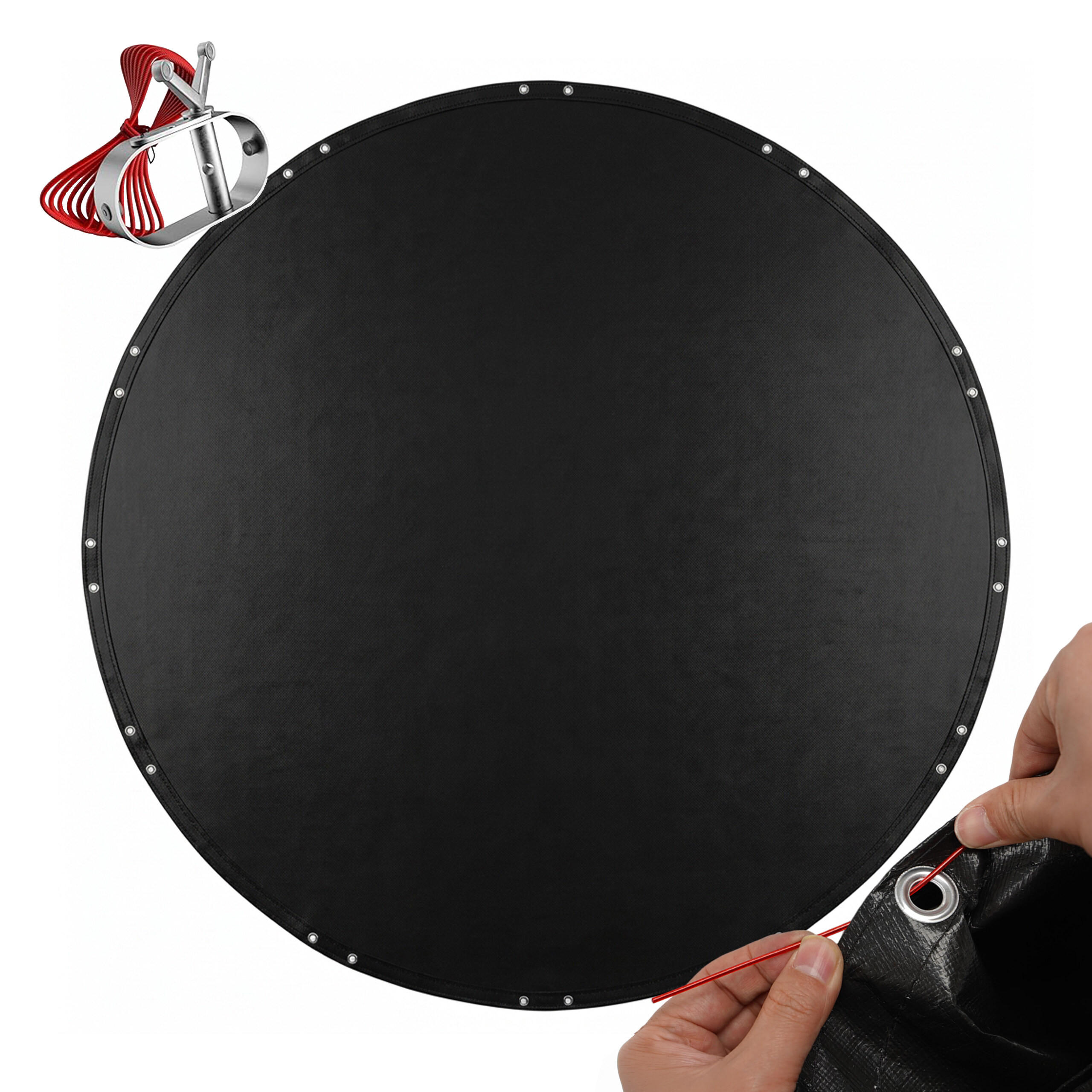 Relaxdays KRYT Černá pro kulatý bazén UV odolný PE průměr 520 cm