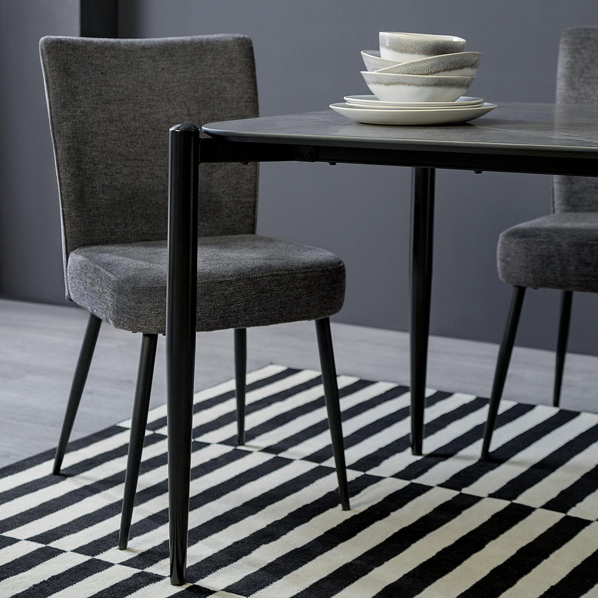 ESSTISCH - Anthrazit, Holzwerkstoff/Metall (90/160/75cm) - home24