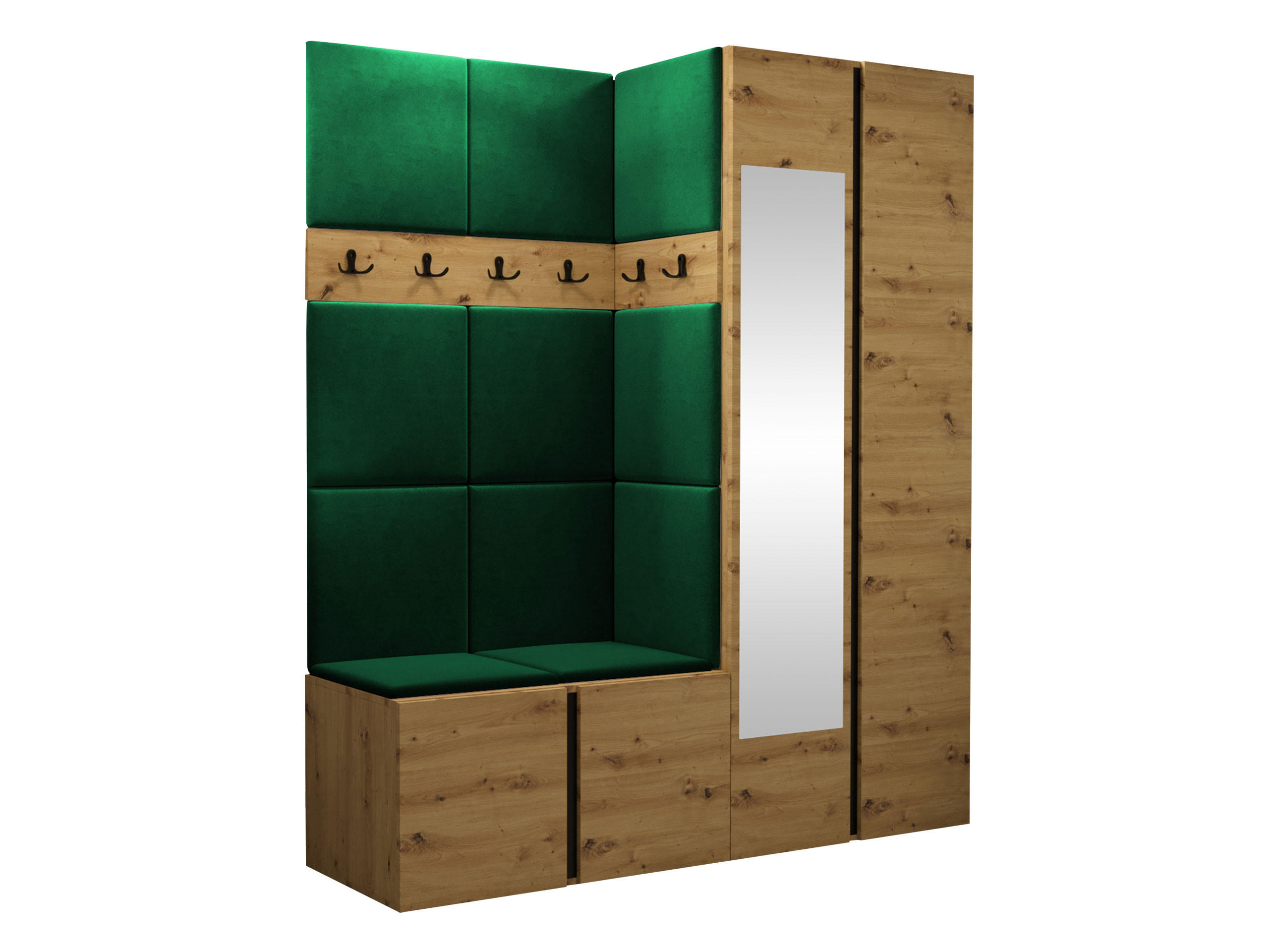 GARDEROBEN-SET Orion XII - Eiche Artisan/Grün, Holzwerkstoff/Kunststoff (158/186/46cm) - MIRJAN24