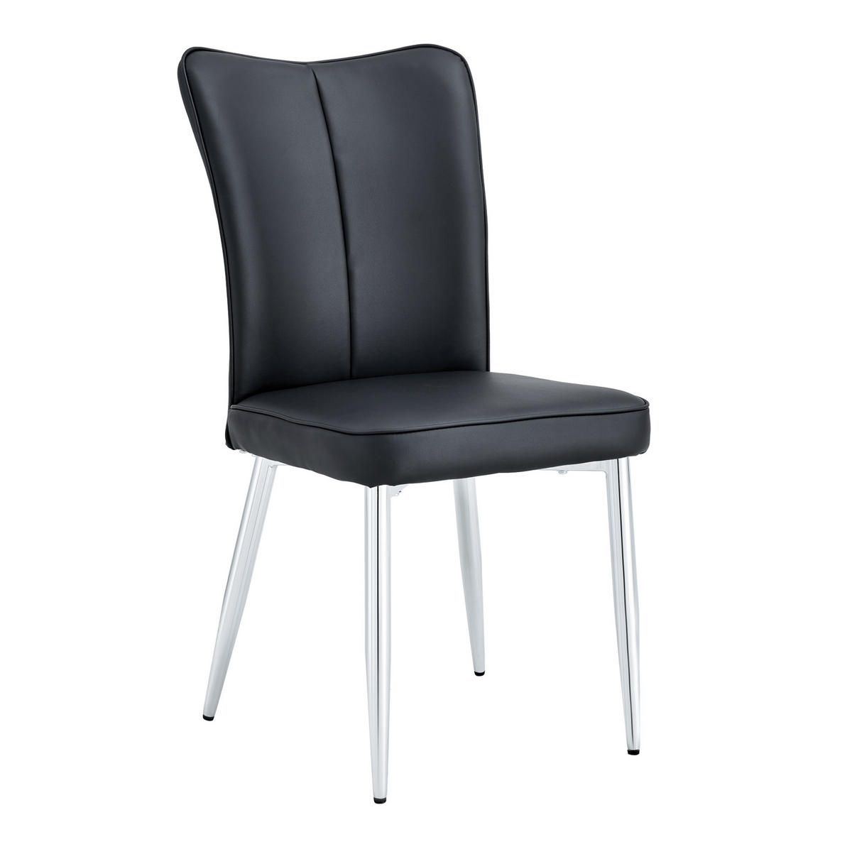 ESSZIMMERSTUHL 2er-Set PU-Leder Schwarz mit Metallbeinen Silber - Schwarz, Metall (44/89/45cm) - Meubliv