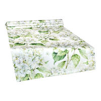 TISCHLÄUFER Landlust-Hortensie weiß 40/130 cm - Weiß/Grün, Textil (40/130cm) - beties Heimtextil