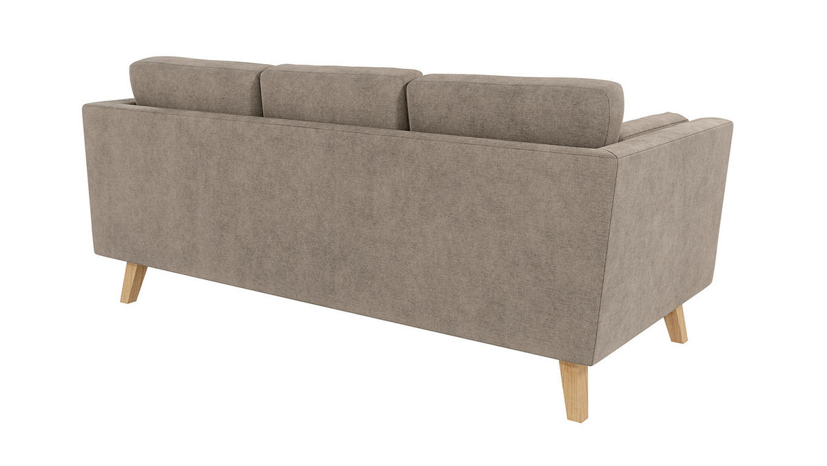 3-SITZER-SOFA Mario Dunkelbeige Microfaser - Hellbraun/Beige, Holz/Buchenholz (206/90/89cm) - S-Style Möbel