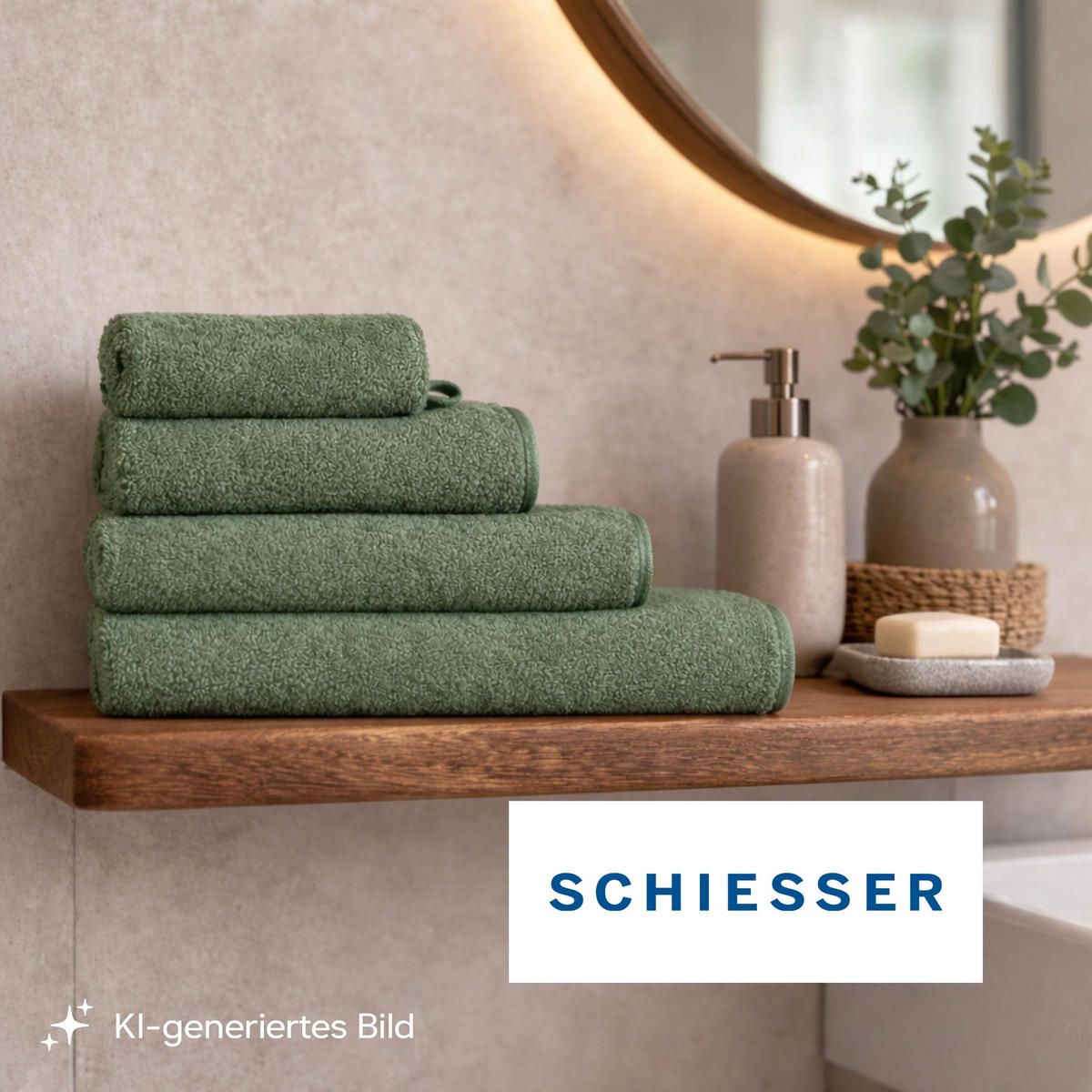 WASCHHANDSCHUHSET Milano - 5-teilig - 16x22 cm - Dunkelgrün - Dunkelgrün, Textil (16/22cm) - SCHIESSER