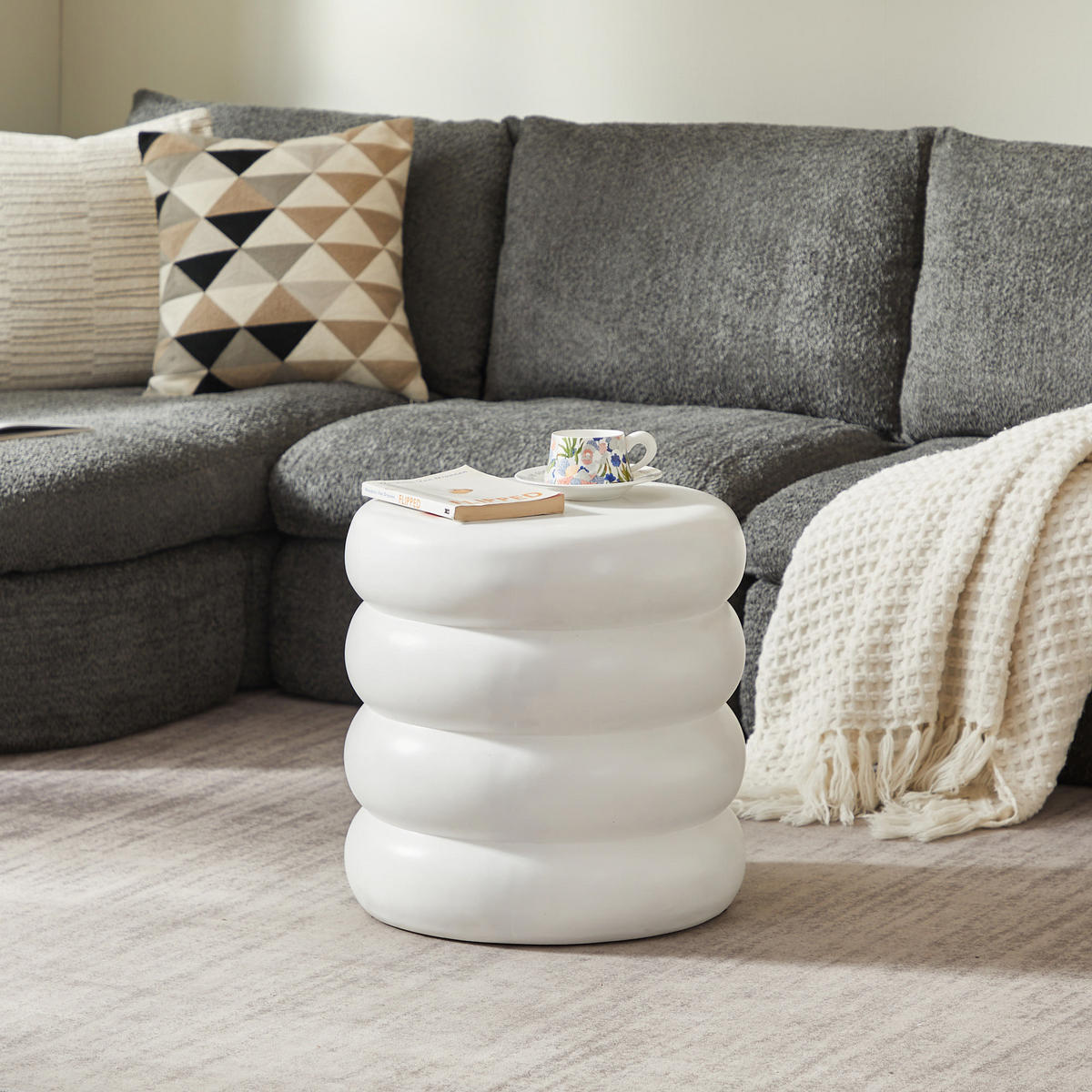 BEISTELLTISCH Rund Weiß 45 x 45 x 52 cm - Weiß, Metall (45/45/45cm) - Nordlys