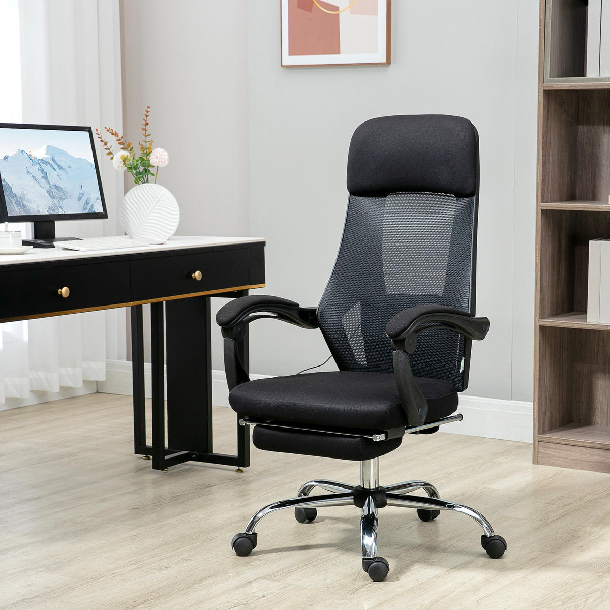 BÜROSTUHL mit Massagefunktion, Schwarz - Schwarz, Kunststoff (57/123/60cm) - Vinsetto