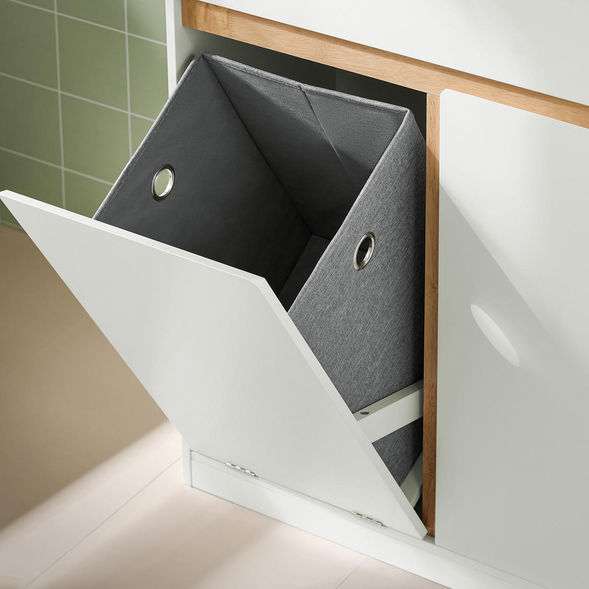 WÄSCHESCHRANK Weiß - Weiß, Holz/Holzwerkstoff (71/85/33cm) - SoBuy
