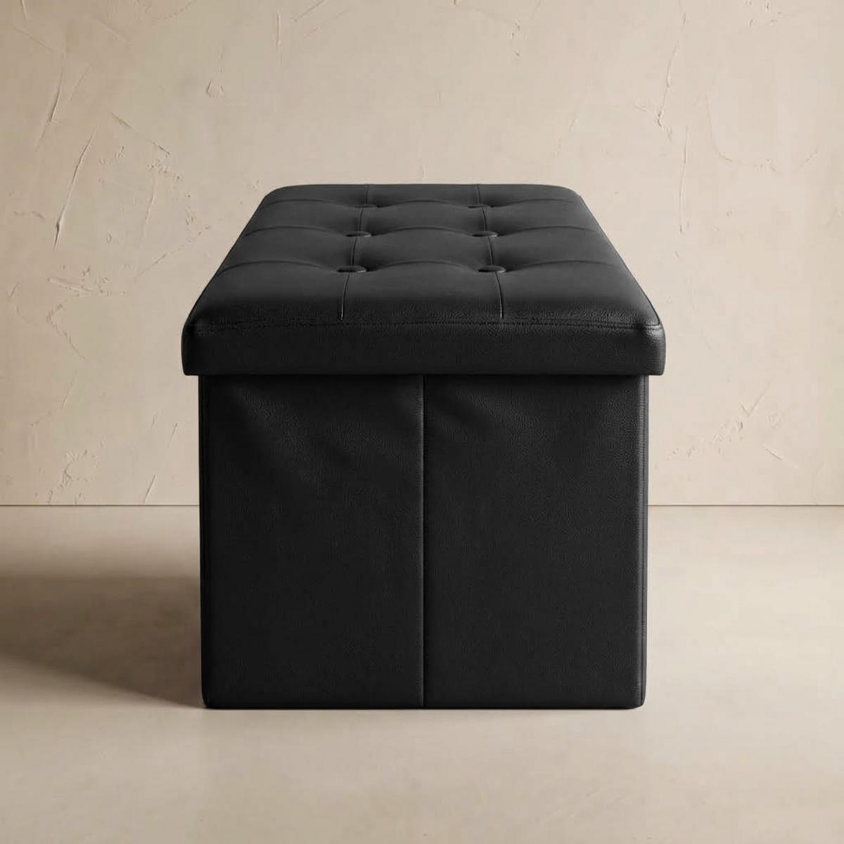 HOCKER mit Stauraum aus Kunstleder 80/40/40 cm - Schwarz, Leder (40/40/80cm) - SCENA LIVING