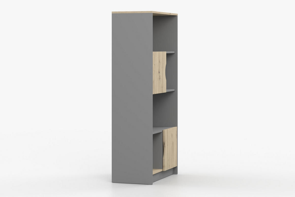 KINDERREGAL JUMI 80/160/40 cm in Grau/Eiche Artisan - Eiche Artisan/Grau, Holzwerkstoff (80/160/40cm) - Deine Möbel 24