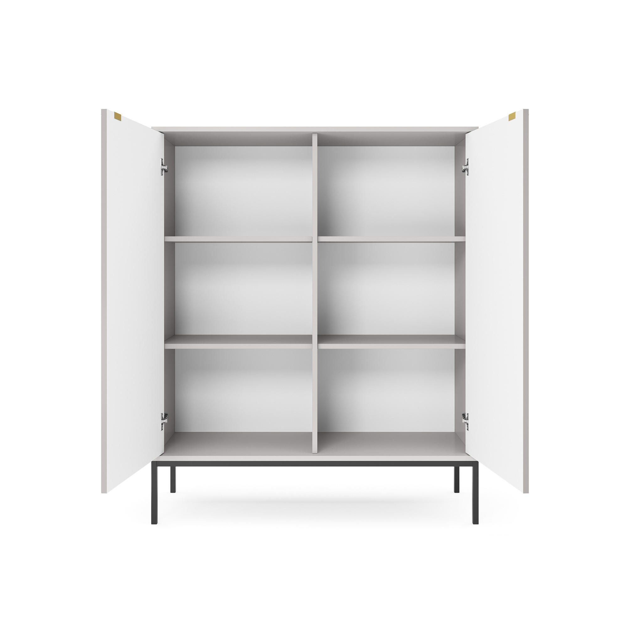 HIGHBOARD Nova Grau, Schwarze Beine - Schwarz/Grau, Holzwerkstoff/Metall (104/125/39cm) - Bettso