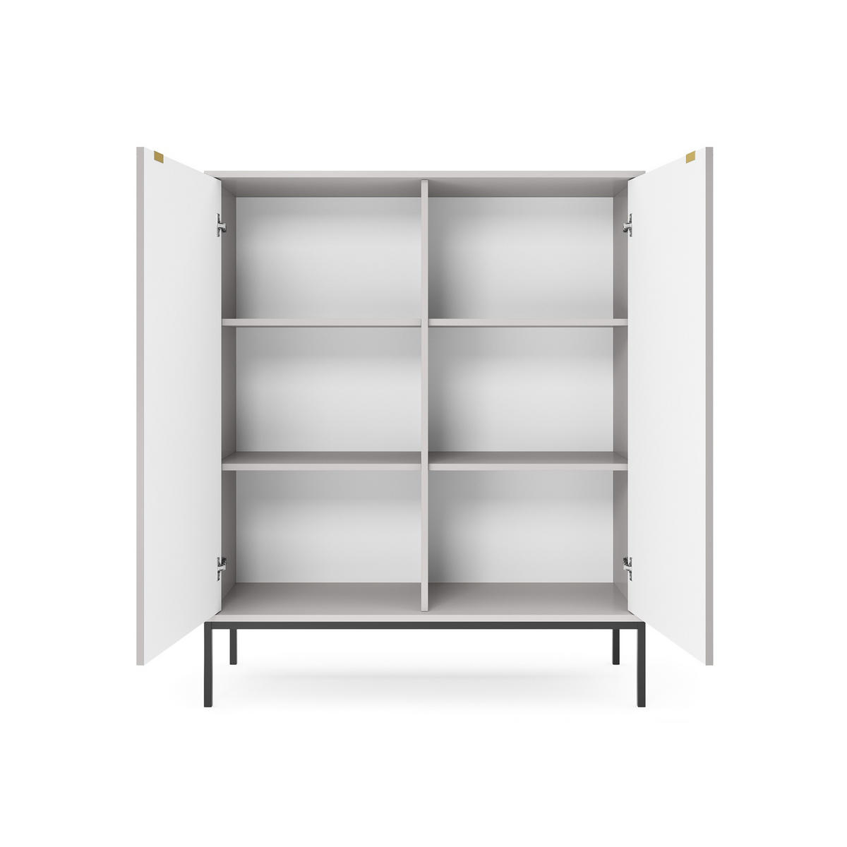 HIGHBOARD Nova Grau, Schwarze Beine - Schwarz/Grau, Holzwerkstoff/Metall (104/125/39cm) - Bettso
