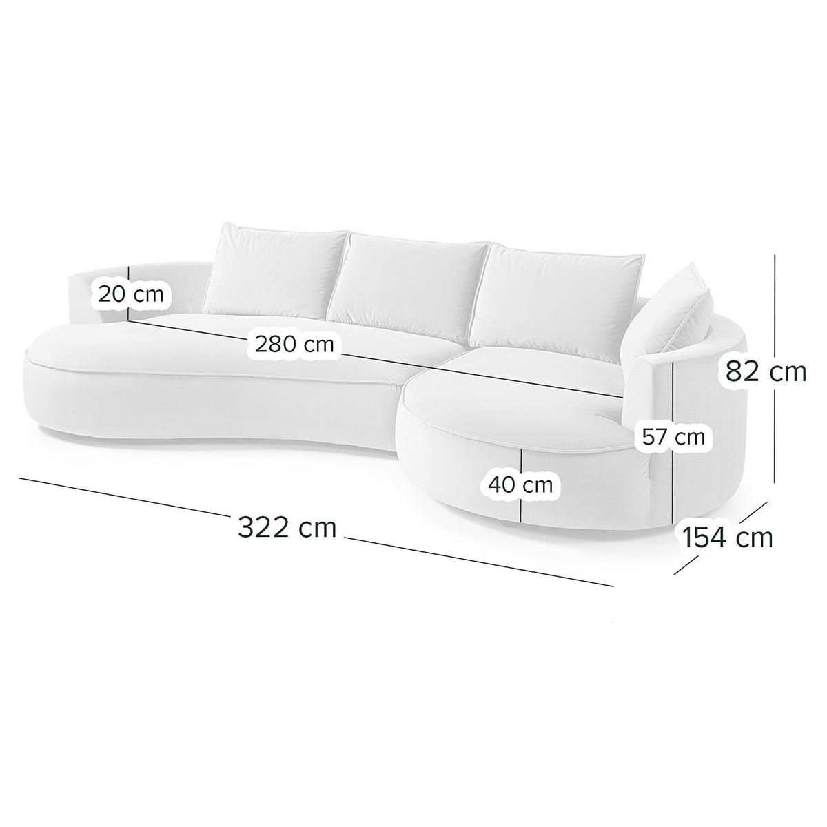 BIGSOFA - Hellgrau, Kunststoff/Textil (322/82/154cm) - home24