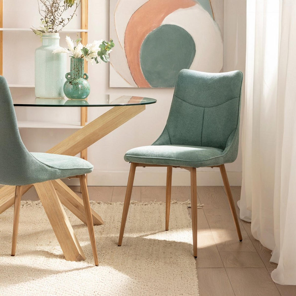 ESSZIMMERSTUHL Selma Grün 46 cm x 85 cm - Grün, Textil (46/85/62cm)