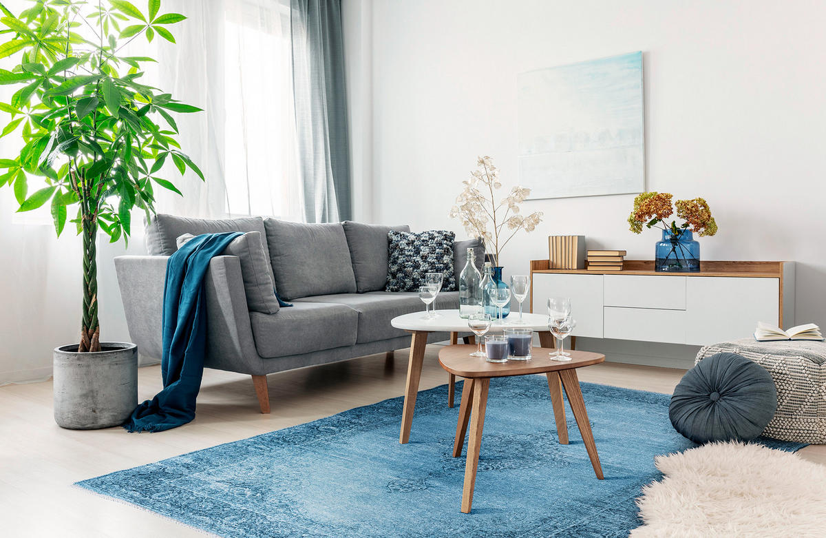 VINTAGE-TEPPICH Jeans Blau 80X145cm - Türkis, Textil (80/145cm) - Tesso Living