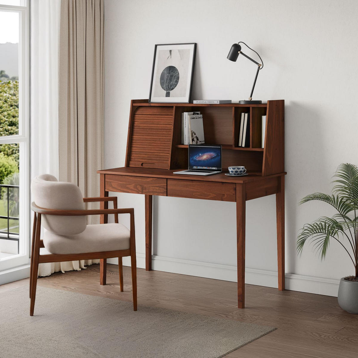 SCHREIBTISCH ALISA Kastanie - Kastanienfarben, Holz (54/114/122cm) - IDIMEX