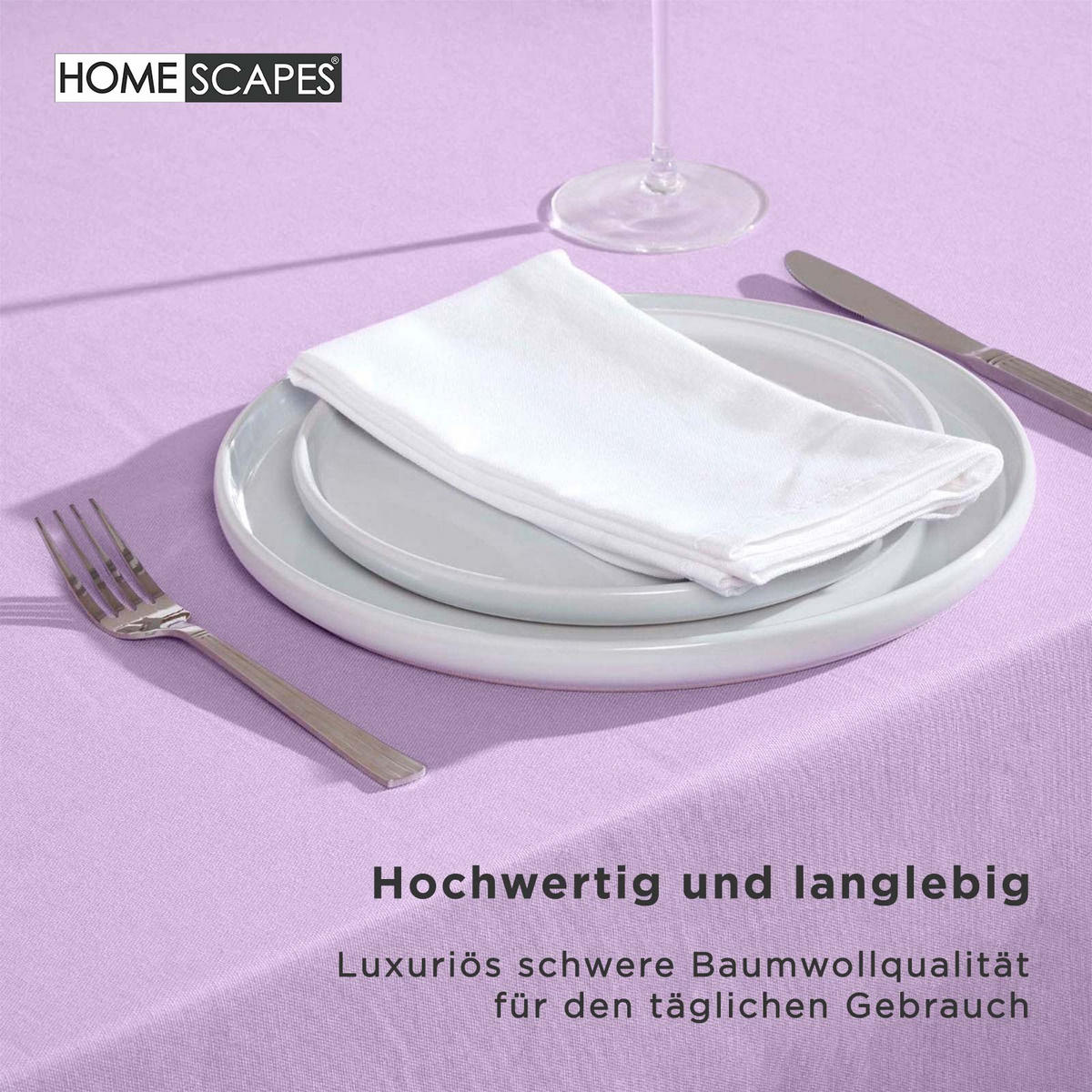 TISCHDECKE flieder rund 178 cm, 100% Baumwolle - Flieder, Textil (178/178cm) - Homescapes