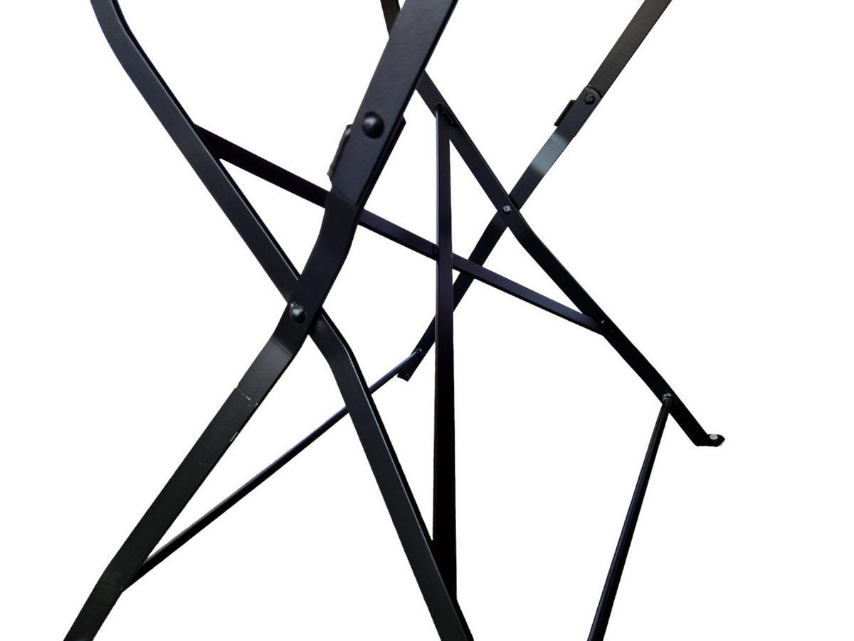 BIERGARTENTISCH BERGTAL 74x80x80cm Ø80cm Klappbar Eschenholz Schwarz/Braun 2 Personen - Braun, Holz (80/80/74cm) - CHEFGASTRO