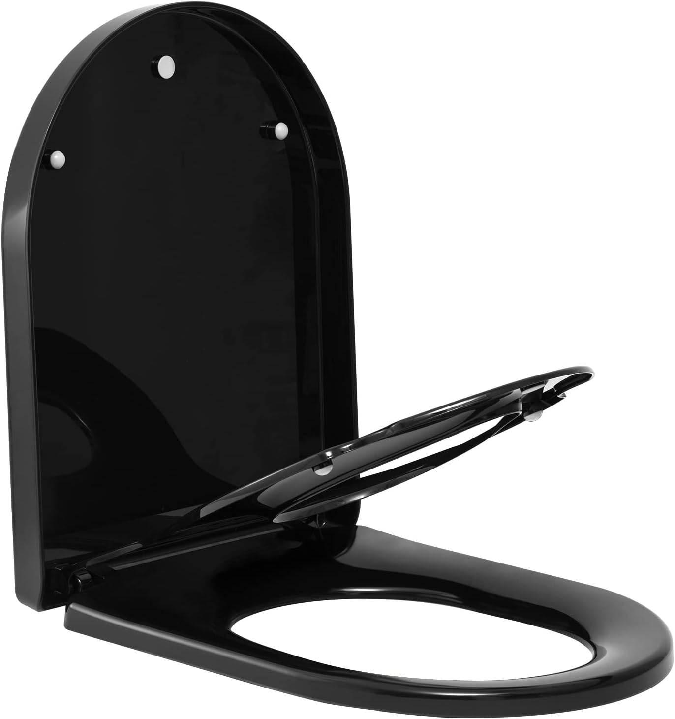 WC SITZ mit Absenkautomatik, Toilettendeckel mit Kindersitz - Schwarz, Kunststoff (36/4.4/45cm) - Woltu