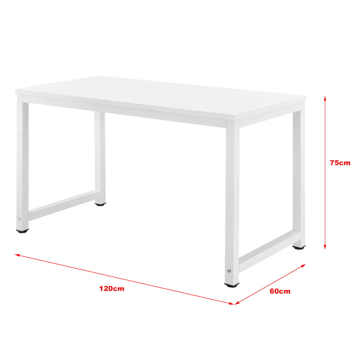 COMPUTERTISCH Herning - Weiß, Holzwerkstoff/Metall (60/120/75cm) - [en.casa]