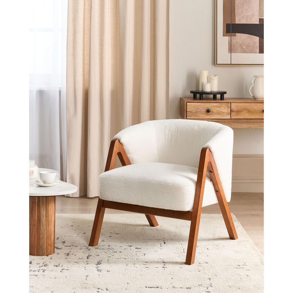 Thumbnail - Beliani Seesel, Weiß, Dunkelbraun, Textil, 67x69x66 cm, Wohnzimmer, Sessel, Polstersessel