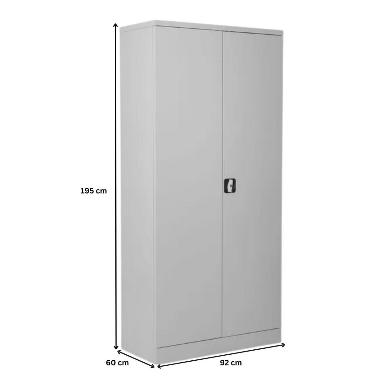 STAHLSCHRANK Bee mit 5 lackierten Fachböden 195x92x60 cm Korpusfarbe Lichtgrau Frontfarbe Lichtgrau - Hellgrau, Metall (92/195/60cm)
