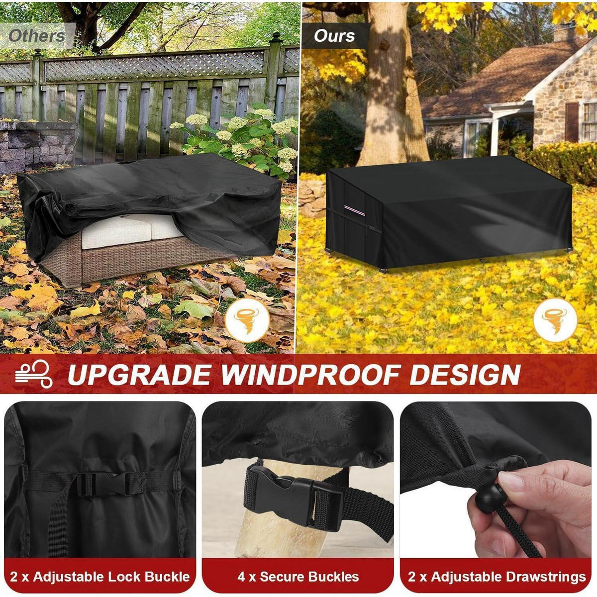GARTENSOFA Schutzhülle 220 x 85 x 71/61 cm Wasserdicht Winddicht - Schwarz, Kunststoff (85/61/220cm)