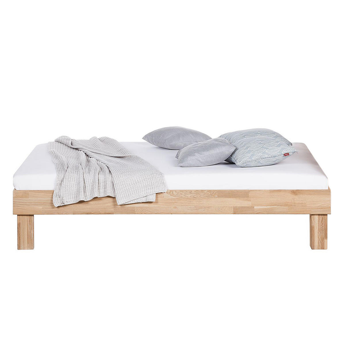 MASSIVHOLZBETT - Massivholz - Eiche - Eiche Bianco, Holz (120/200cm) - home24