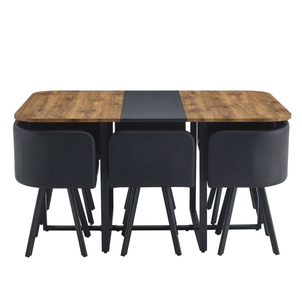 ESSTISCH-SET ausziehbar für 4-6 Personen MDF/Metall Schwarz/Natur 3-tlg. - Schwarz, Metall (100/79/150cm) - Meubliv