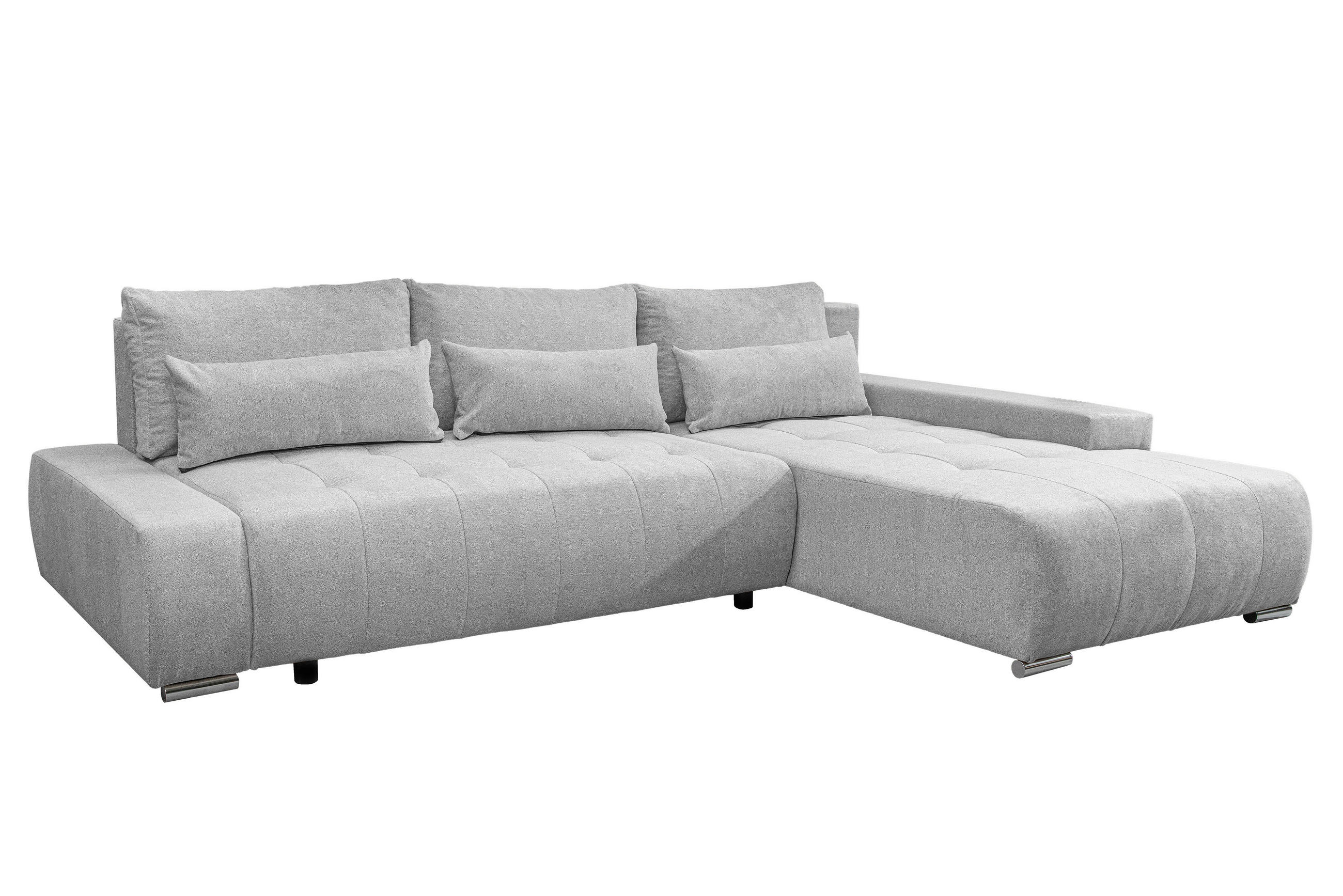 ECKSOFA Bloom mit Bettkasten und Schlaffunktion L-Form - Hellgrau, Textil (267/185cm)