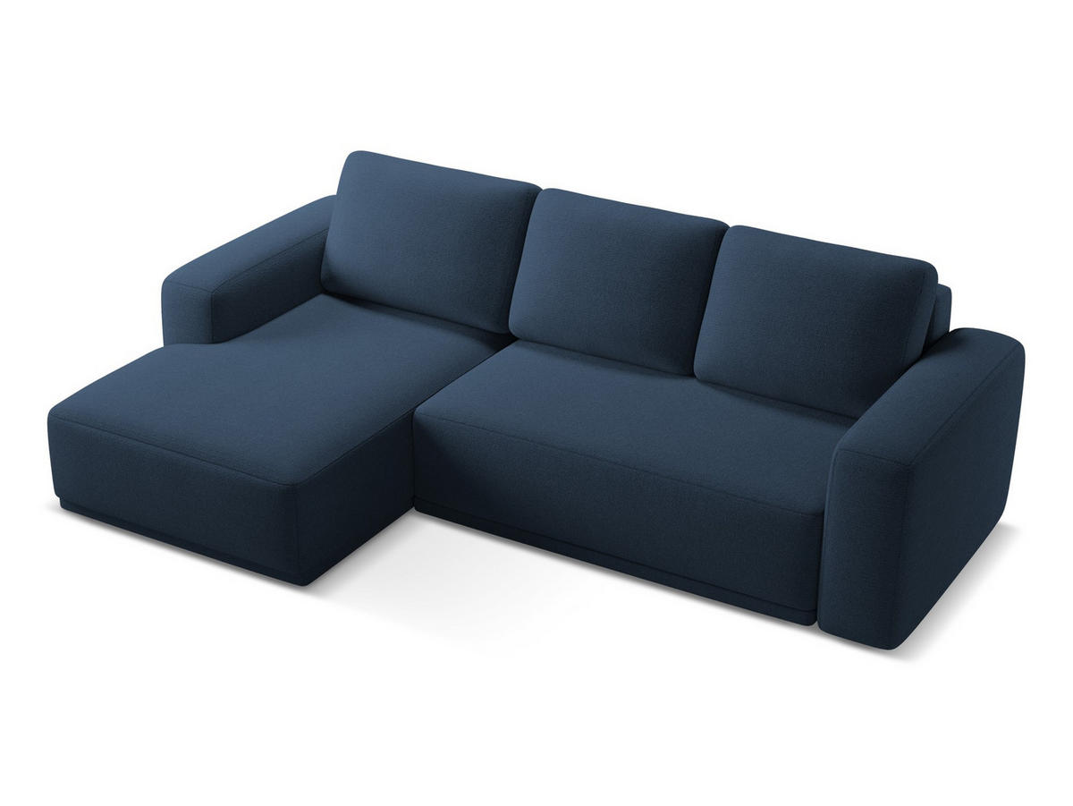 ECKSOFA mit Schlaffunktion Chenille Stoff Blau - Blau/Schwarz, Kunststoff/Textil (160/258cm) - Makamii