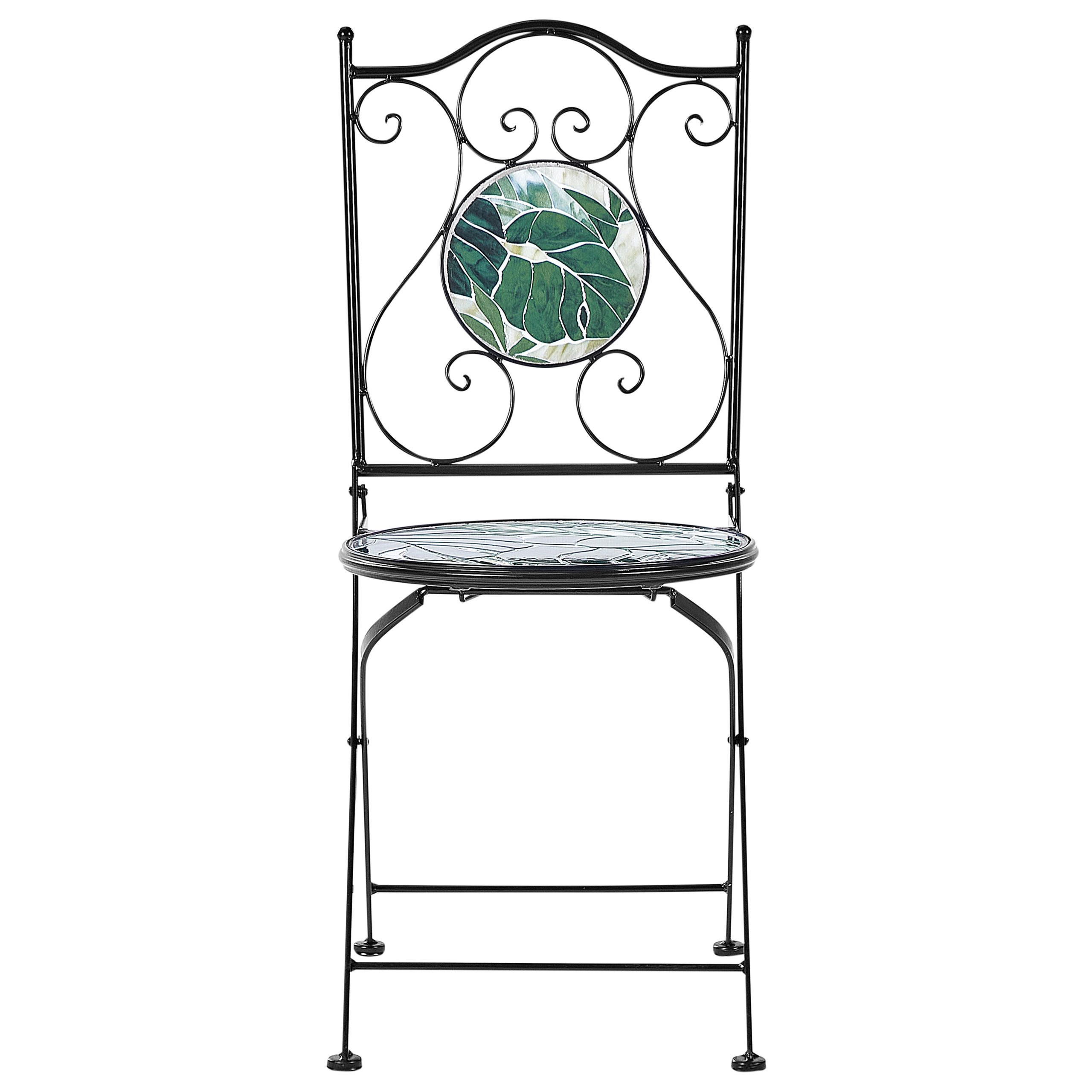 GARTENSTUHL 2er-Set Metall Schwarz Cozzana - Schwarz/Grün, Metall (40/90/45cm) - Beliani