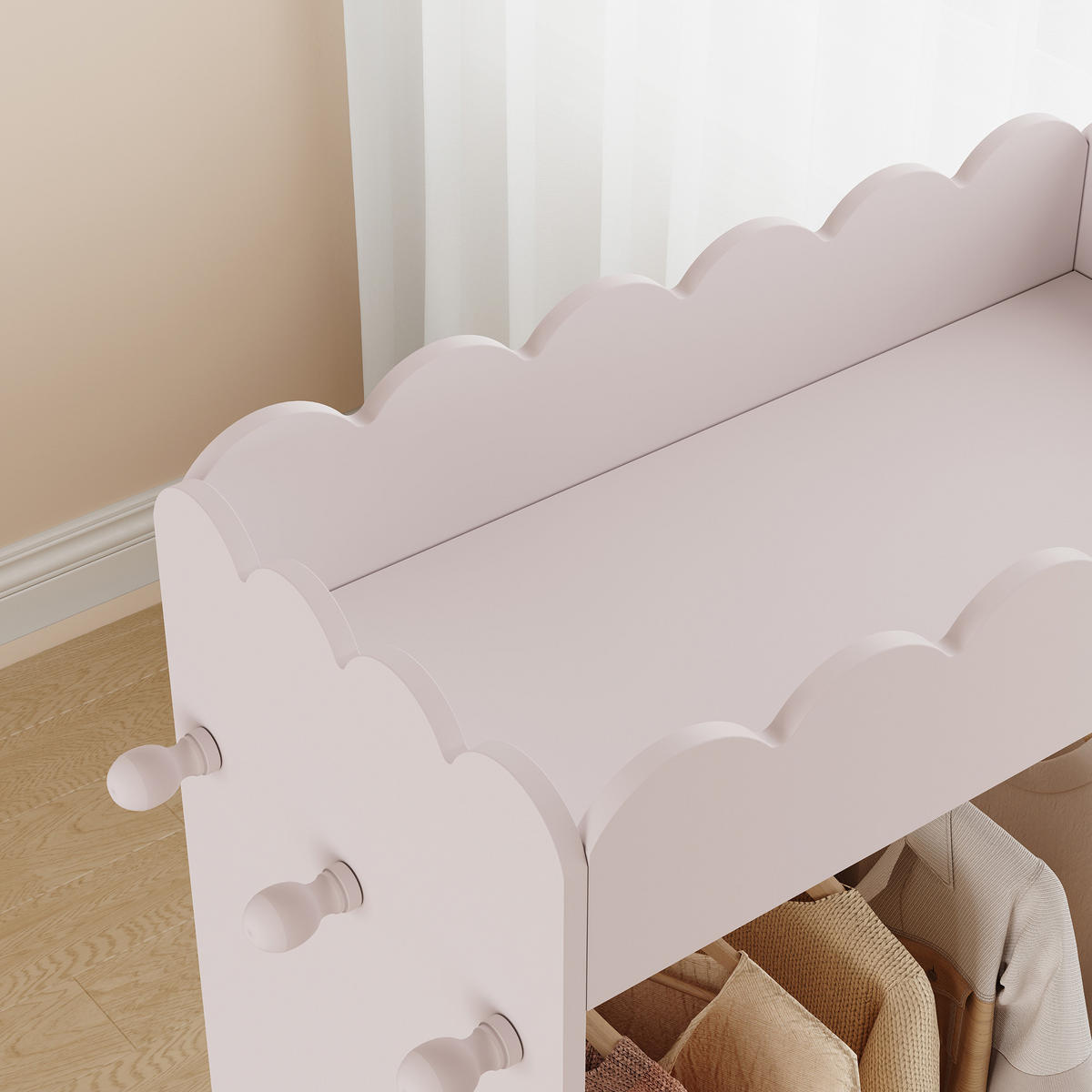 KINDERGARDEROBE Vestnes - Hellrosa, Holzwerkstoff (62.5/120/38cm) - [en.casa]