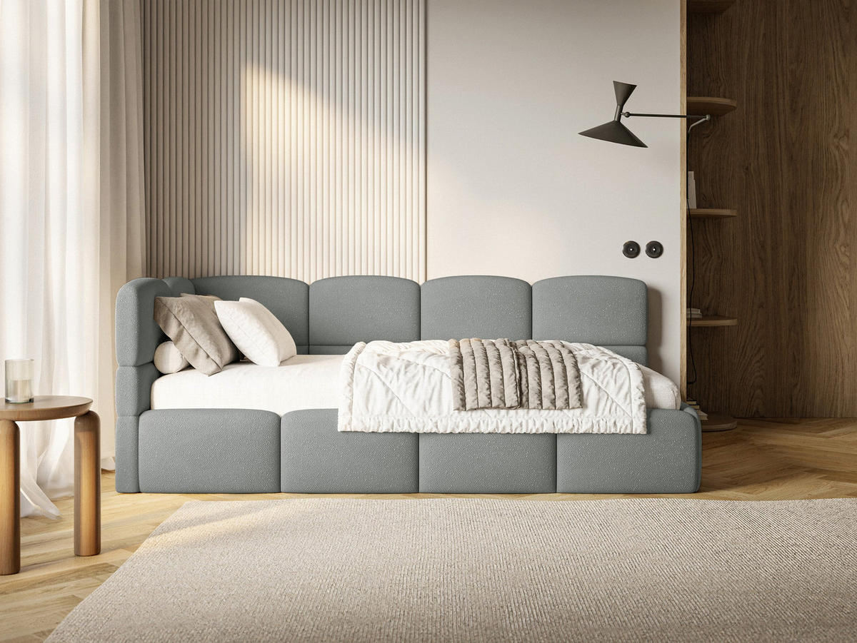JUGENDBETT Cloudy Dunkelgrau 120 cm, Chenille - Dunkelgrau/Schwarz, Kunststoff/Textil (120/200cm) - Selsey
