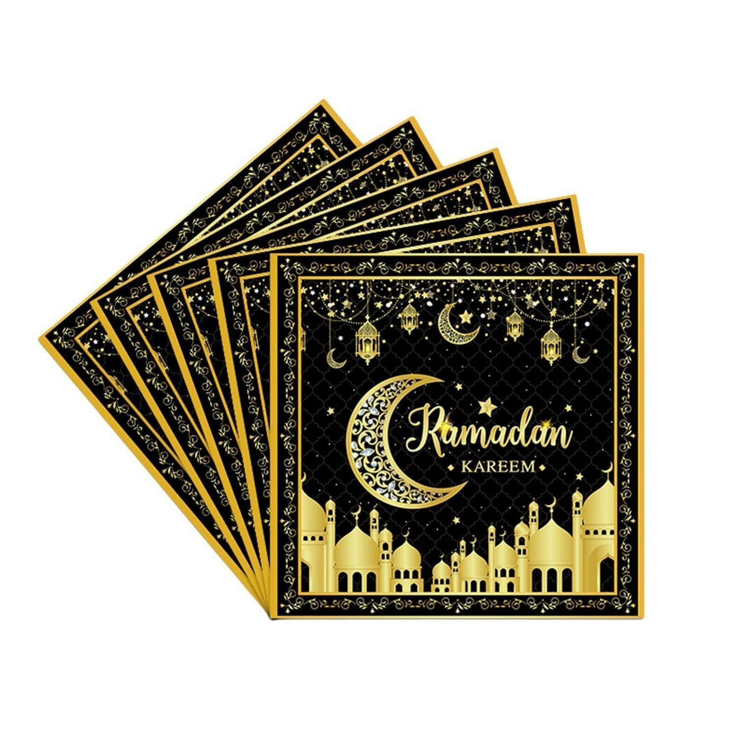 SERVIETTEN 20 Stück Schwarzgold Mond Sterne - Multicolor, Papier (16.5/16.5cm)