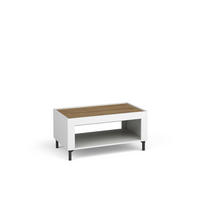 COUCHTISCH Mossa Weiß, mit Schwarz Beine - Schwarz/Weiß, Holzwerkstoff (56/97/47cm) - Bettso