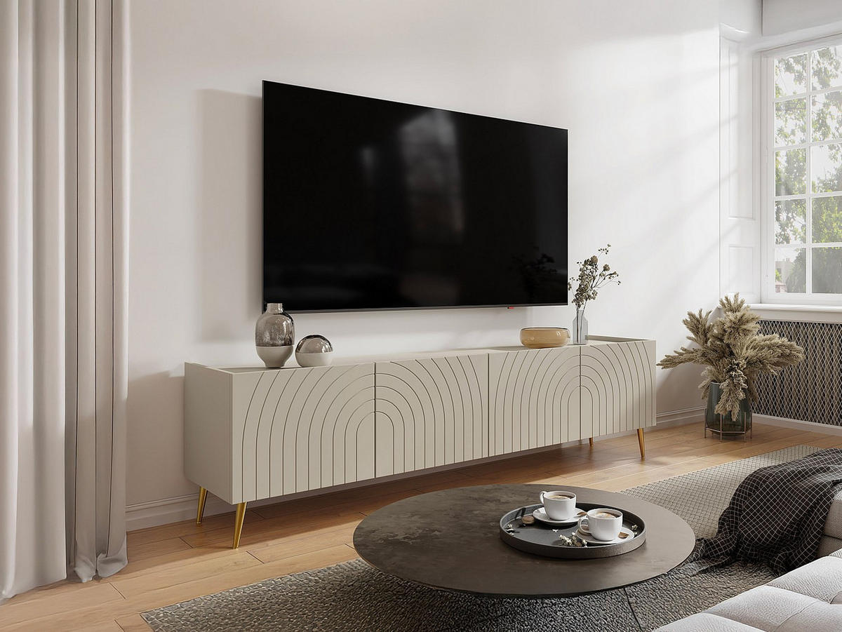 TV-BOARD - 180 x 38 - holz - beige Norsim - Beige, Holz/Metall (180/50/38cm) - Vente-Unique