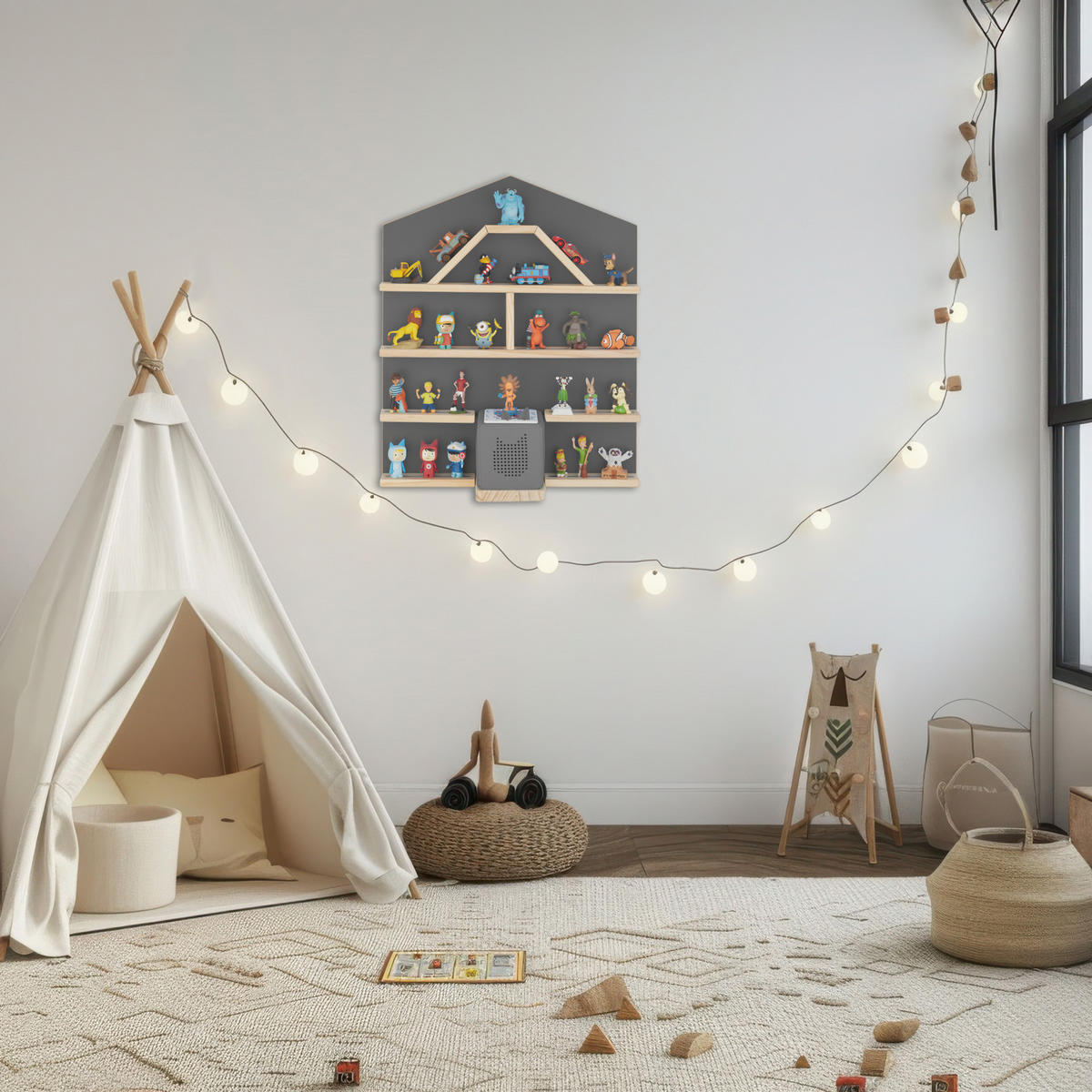 WANDREGAL Mylittle Story,50 x 15,5 x 60 cm,anthrazit - Anthrazit, Holz (50/60/15.5cm) - tectake