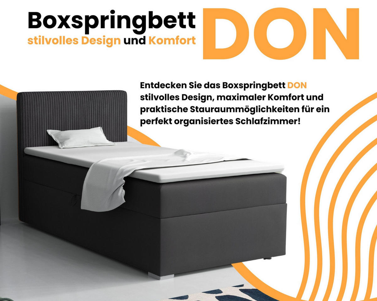 BOXBETT DON 100/200 Anthrazit H4 Öffnung links - Anthrazit, Holz/Holzwerkstoff (100/200cm) - Deine Möbel 24