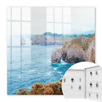 SCHLÜSSELBOX Weiß 30x30 cm – Türöffnung nach rechts - Meereslandschaft - Blau, Metall (30/30/5cm) - TULUP