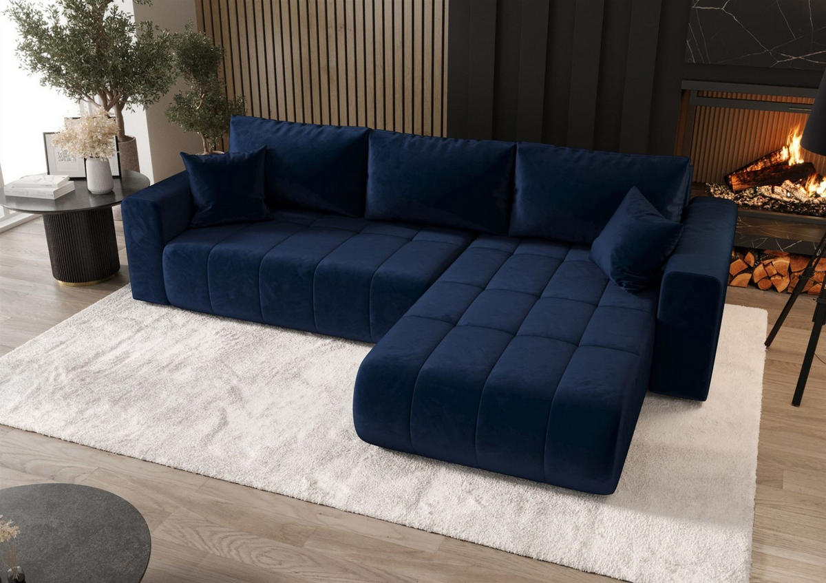 ECKSOFA Camila - Dunkelblau, Holzwerkstoff/Textil (280/185cm) - Fun Möbel